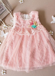 Розовое платье из меха и шифона